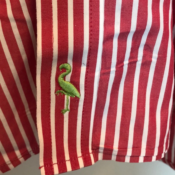 Tailorbyrd Red + White Striped Dress Shirt Large - Picture 3 of 6